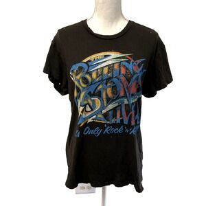 Made Worn Rolling Stones Crew Neck Graphic T Shirt Womens Small Brown Distressed